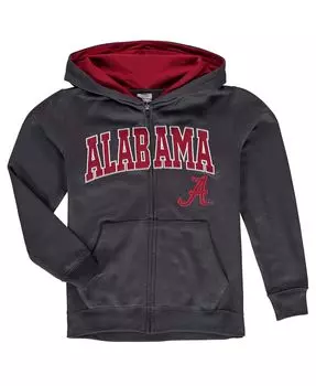 Темно-серая толстовка с молнией во всю длину и аркой Big Boys Alabama Crimson Tide с аппликацией и логотипом Stadium Athletic