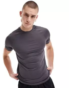 Темно-серая тренировочная футболка с логотипом ASOS 4505 Icon Quick Dry
