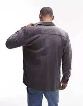 Темно-серая вельветовая рубашка стандартного кроя с длинными рукавами Topman