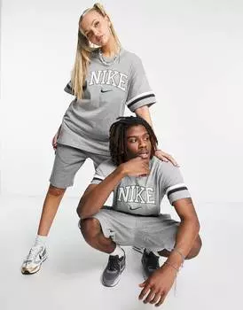 Темно-серая вересковая футболка унисекс в стиле ретро Nike