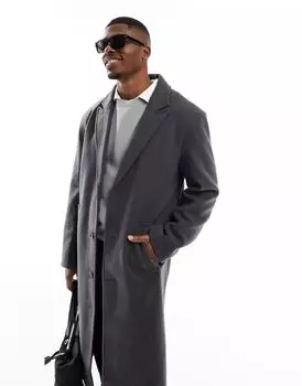 Темно-серое пальто из шерсти ASOS