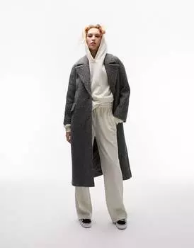 Темно-серое пальто с начесом Topshop
