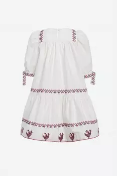 Темно-серое платье с объемными рукавами и вышивкой Beena для девочек Sea