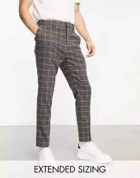 Темно-серые элегантные брюки зауженного кроя из смесовой шерсти ASOS DESIGN