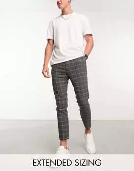 Темно-серые элегантные брюки зауженного кроя из смесовой шерсти ASOS DESIGN