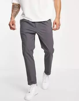 Темно-серые брюки чинос со складками ASOS DESIGN