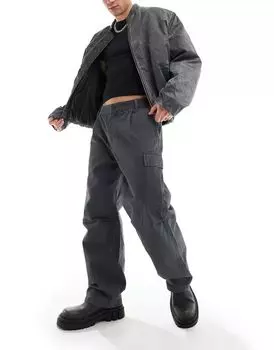 Темно-серые брюки-карго Pull&Bear