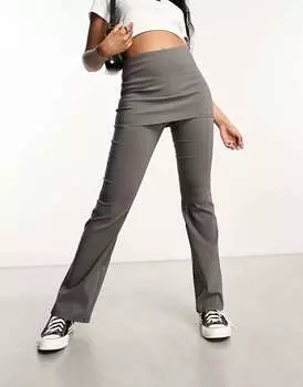 Темно-серые брюки с расклешенной юбкой Pull&Bear