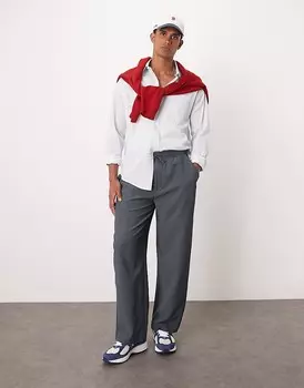 Темно-серые брюки со структурой Bershka