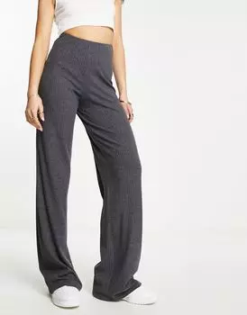 Темно-серые брюки в рубчик ASOS DESIGN