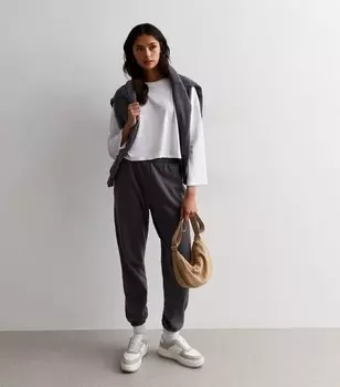 Темно-серые джоггеры с манжетами кислотной стирки New Look, темно-серый