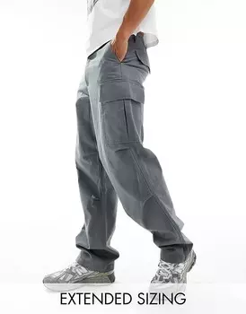 Темно-серые мешковатые брюки карго ASOS DESIGN
