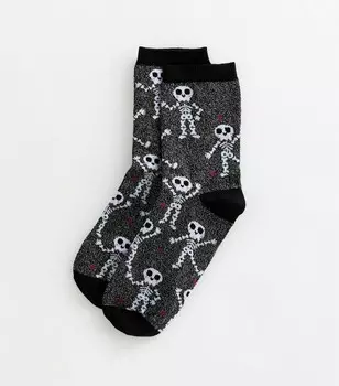 Темно-серые носки-скелетоны с блестками на Хэллоуин New Look, темно-серый