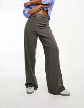 Темно-серые прямые брюки Stradivarius