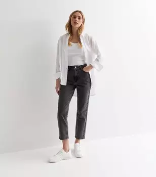 Темно-серые прямые джинсы Hannah с защипами до щиколотки New Look, темно-серый