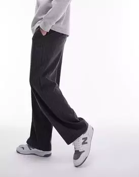 Темно-серые широкие брюки Topman с полосками