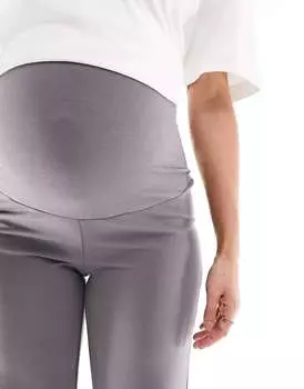 Темно-серые широкие брюки в рубчик с завышенной талией Mamalicious Maternity Mama.licious