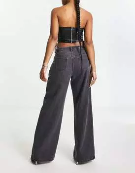 Темно-серые широкие джинсы с завышенной талией Fae