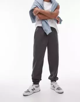 Темно-серые спортивные брюки оверсайз Topman