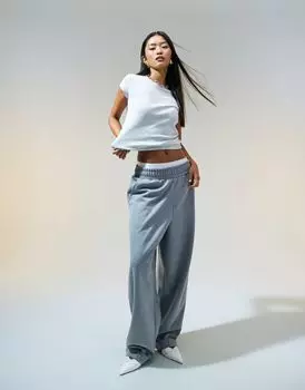 Темно-серые спортивные штаны с отворотом ASOS DESIGN