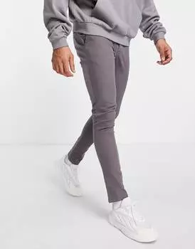 Темно-серые супероблегающие брюки чинос ASOS DESIGN
