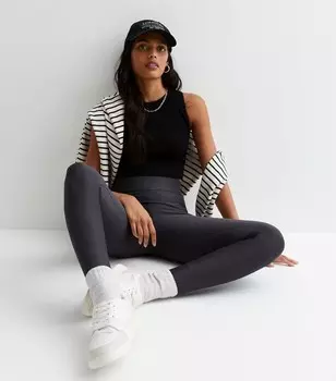 Темно-серые трикотажные леггинсы в рубчик New Look, темно-серый