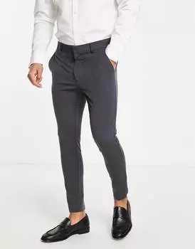 Темно-серые укороченные элегантные брюки суперскинни ASOS DESIGN
