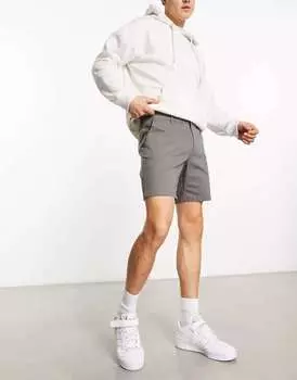 Темно-серые узкие шорты чинос средней длины ASOS