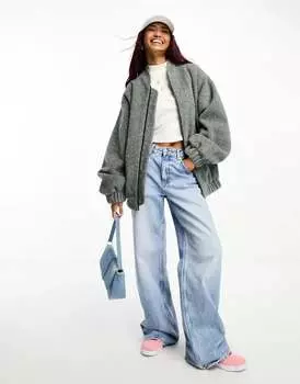 Темно-серый бомбер с начесом ASOS