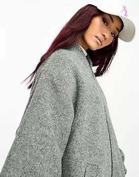 Темно-серый бомбер с начесом ASOS DESIGN
