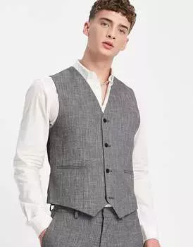 Темно-серый хлопковый жилет скинни ASOS Wedding