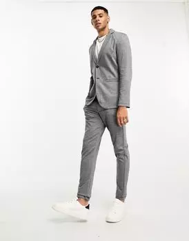 Темно-серый меланжевый костюм из джерси приталенного кроя Jack & Jones Premium и узкие брюки