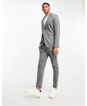 Темно-серый меланжевый пиджак узкого кроя из джерси Jack & Jones Premium с узкими брюками