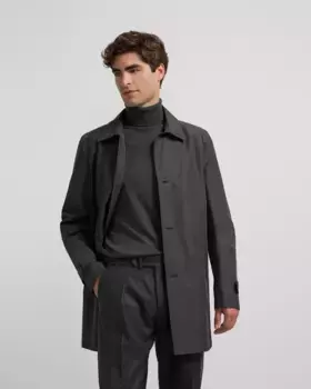 Темно-серый мужской короткий тренчкот Silbon