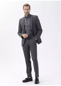 Темно-серый мужской костюм стандартной посадки с нормальной талией Beymen Business