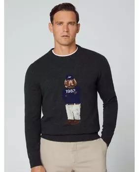 Темно-серый мужской свитер с круглым вырезом Hackett, темно-серый