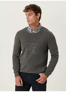Темно-серый мужской свитер Slim Fit с круглым вырезом Network