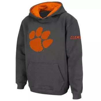 Темно-серый пуловер с капюшоном и большим логотипом Youth Stadium Athletic Clemson Tigers Unbranded