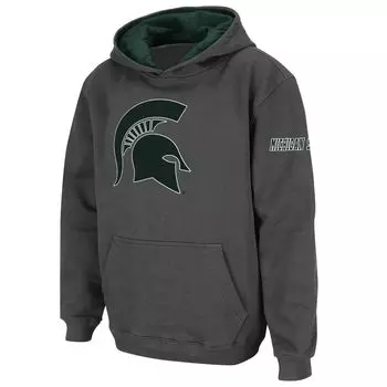Темно-серый пуловер с капюшоном с большим логотипом Youth Stadium Athletic Michigan State Spartans Unbranded