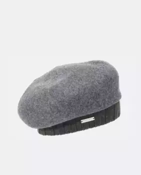 Темно-серый шерстяной берет с трикотажной лентой Seeberger, темно-серый