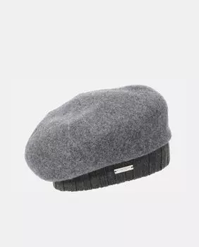 Темно-серый шерстяной берет с трикотажной лентой Seeberger, темно-серый