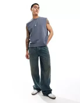 Темно-серый синий топ без рукавов в винтажном стиле Abercrombie & Fitch