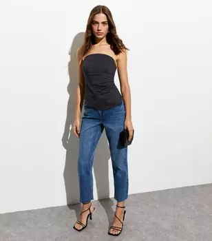 Темно-серый топ-бандо в тонкую полоску New Look, темно-серый