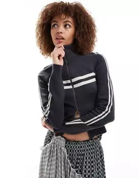 Темно-серый топ на молнии с полосками Motel talisa