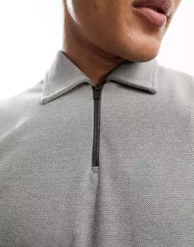 Темно-серый топ-поло с длинными рукавами и воротником-молнией Harry Brown