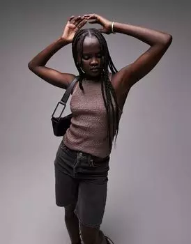 Темно-серый топ с бретельками на спине Topshop