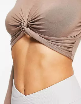 Темно-серый трикотажный топ с длинными рукавами South Beach