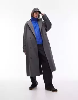 Темно-серый удлиненный тренч Topshop