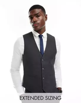 Темно-серый узкий жилет ASOS DESIGN