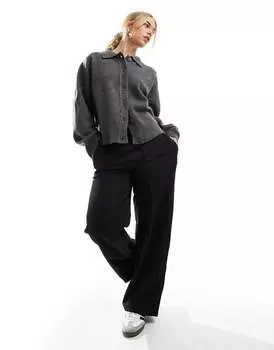Темно-серый вязаный кардиган с воротником-рубашкой ASOS DESIGN